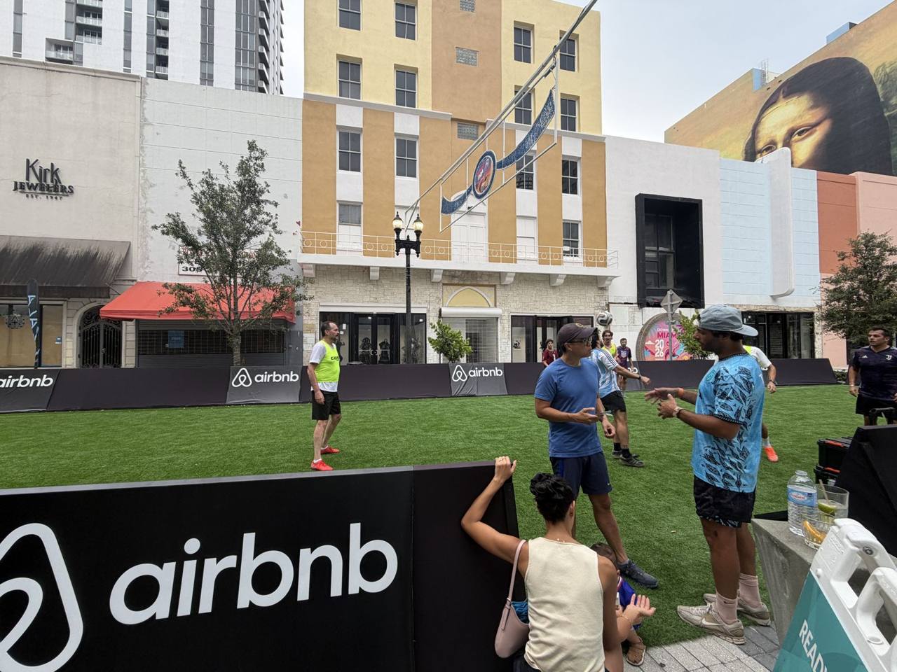 Coaches and families along the Airbnb boards